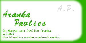 aranka pavlics business card